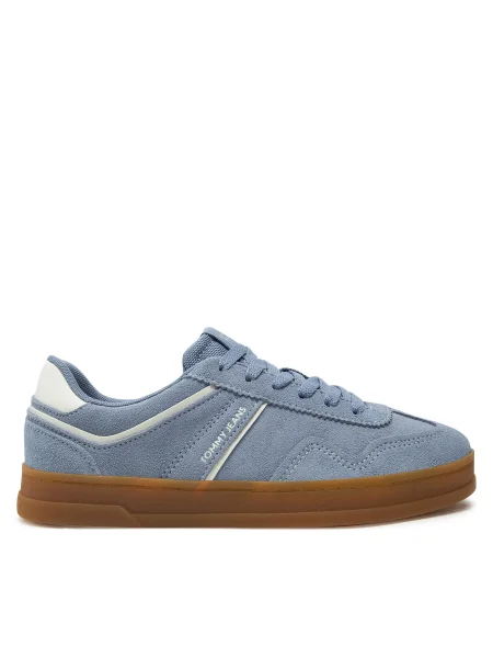 Велурени маратонки Tommy Jeans THE GREENWICH SUEDE синьо