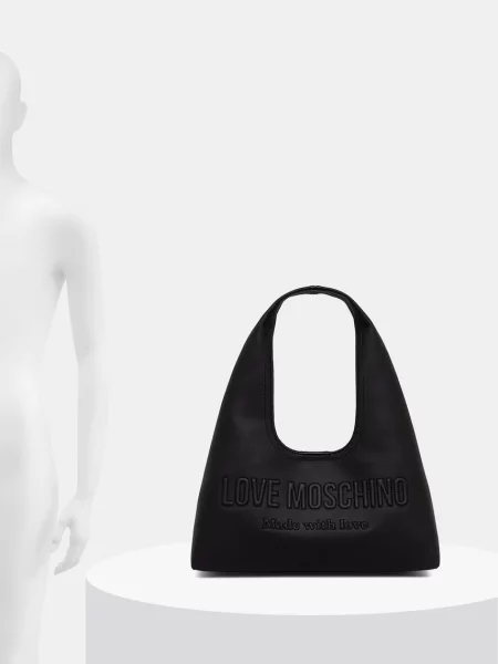 Кожаная сумка хобо Love Moschino