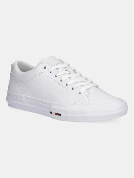 Kožené sneakers boty Tommy Hilfiger TH HI VULC STREET LOW RWB LTH bílá