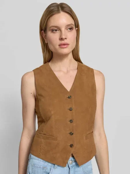 Kamizelka skórzana o kroju regular fit z ozdobnymi szwami model VETUSTA' Weekend Max Mara