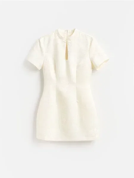 Reserved Rochie cu motiv jacard crem
