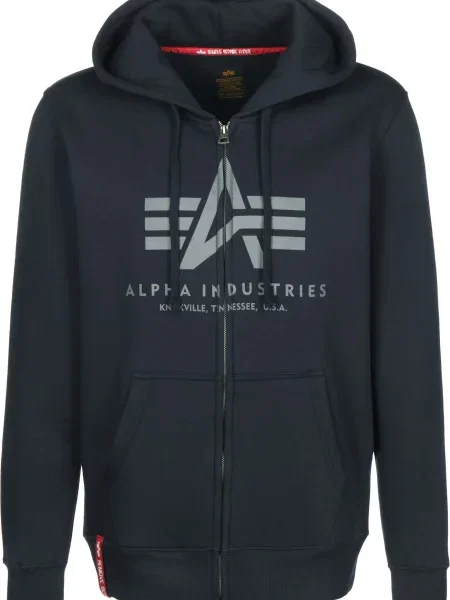 ALPHA INDUSTRIES Hanorac albastru marin / gri / roșu alb
