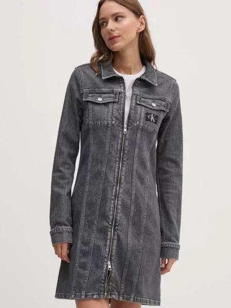 Calvin Klein Jeans rochie din denim gri