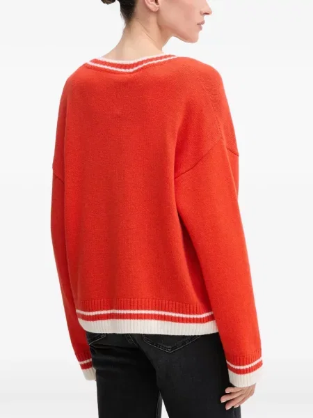 Cardigan Msgm cu dungi cu decolteu în V roșu