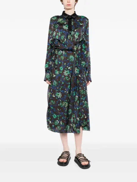 Rochie Sacai cu model floral cu imagine maro