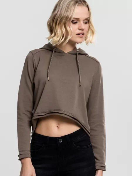 Frotir pulover Urban Classics obrezano siva