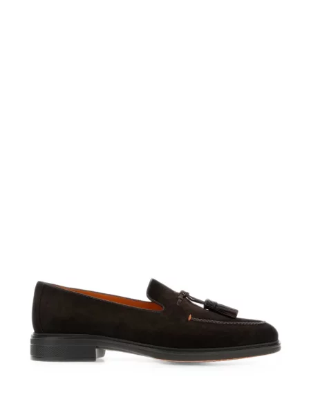 Pantofi loafer Santoni din piele de căprioară maro