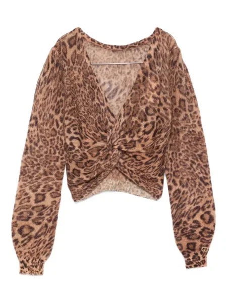 Pulover Twinset cu imagine cu model leopard maro