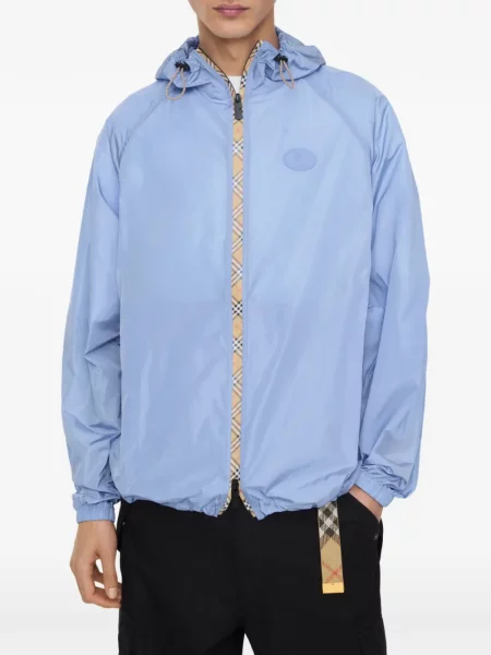 Geacă Burberry cu glugă albastru
