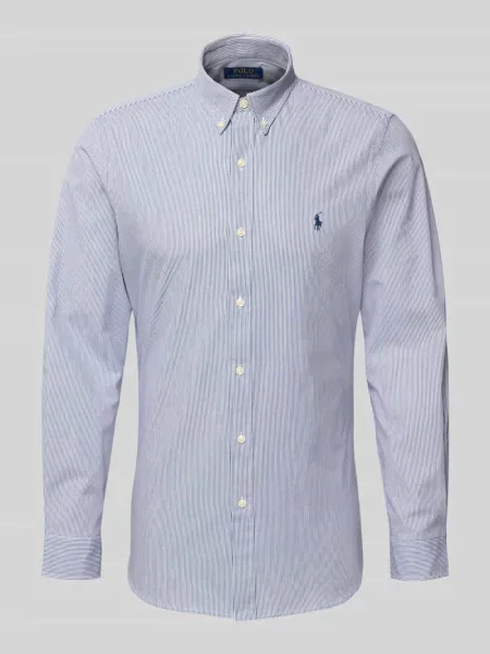 Koszula casualowa o kroju slim fit z listwą guzikową Polo Ralph Lauren błękitna
