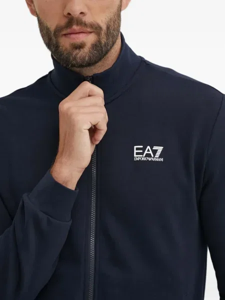 Суичър с цип Ea7 Emporio Armani с автограф синьо