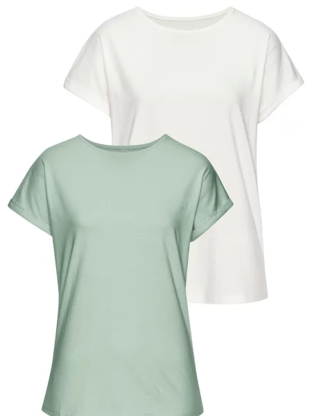 VIVANCE Tricou verde mentă alb