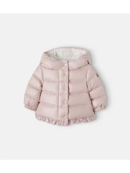 Pūkinė striukė Moncler Enfant rožinė