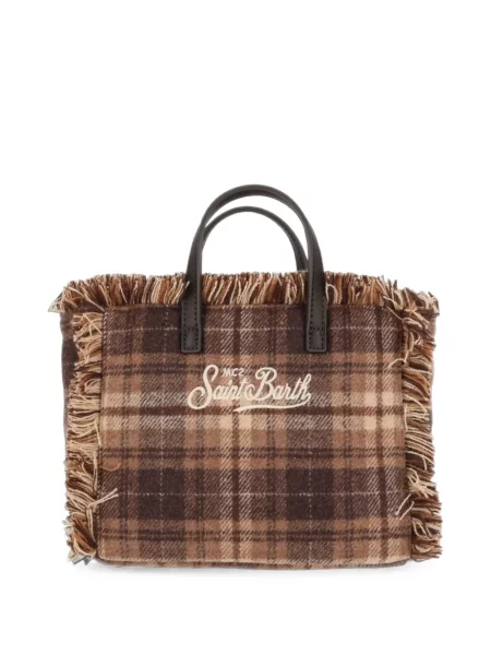 Geantă shopper Mc2 Saint Barth în carouri maro