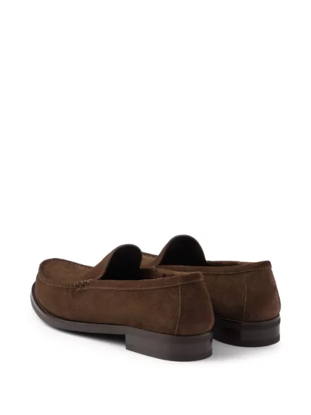 Pantofi loafer Prada din piele de căprioară maro