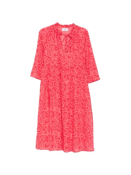 Rochie midi Niu' cu imagine cu model paisley roșu