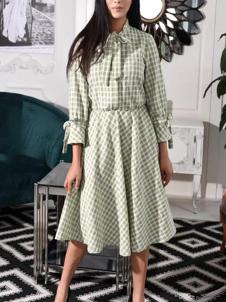 Сукня міді LadyLike оливковий текстиль