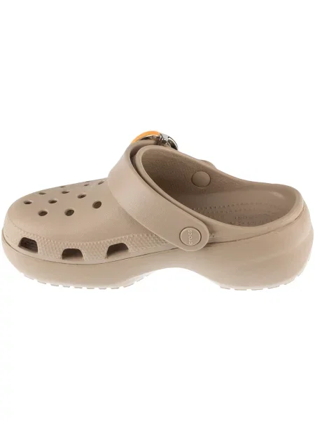 Pantofi Crocs cu platformă cu cataramă clasici bej