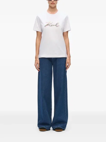 Tricou Karl Lagerfeld cu paiete alb