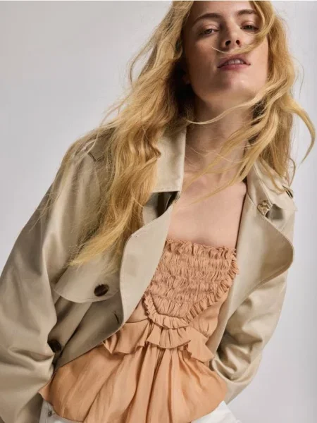 Reserved Короткий топ з модалу персиковий 