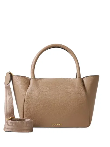 Kožená shopper kabelka Bogner hnědá