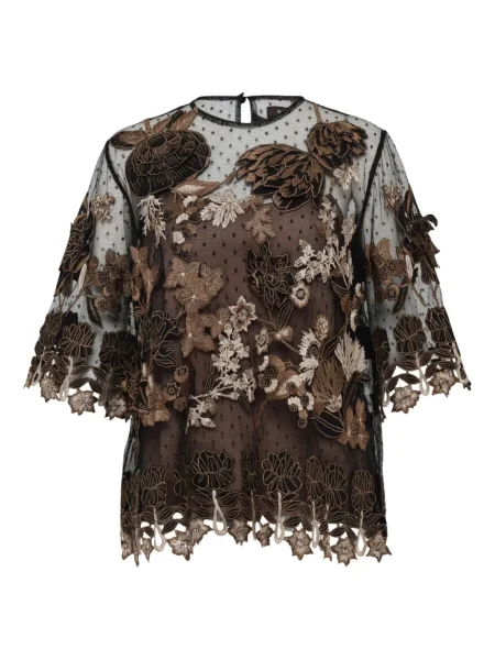 Топ Biyan бродиран от тюл черно