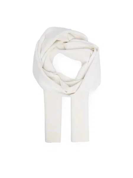Зимен шал Calvin Klein Emblem Aop Jcq Fine Rib Scarf Бежов бяло