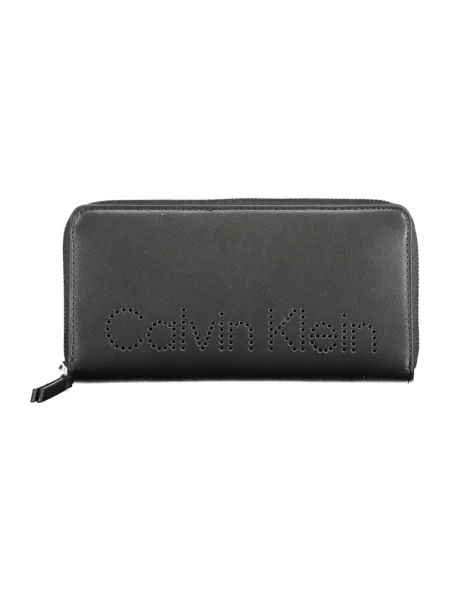 Lniany portfel Calvin Klein czarny