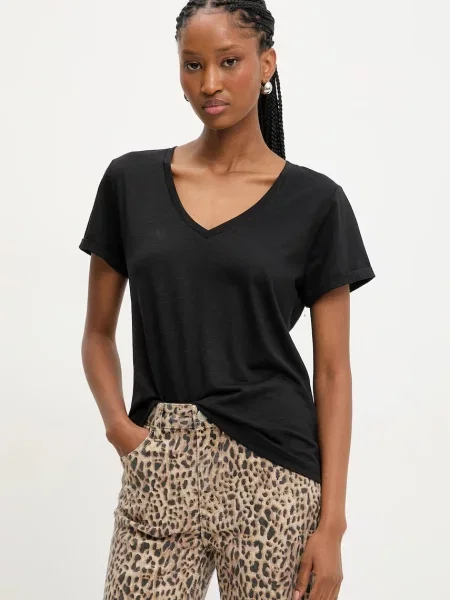 Ленена тениска Answear Lab черно