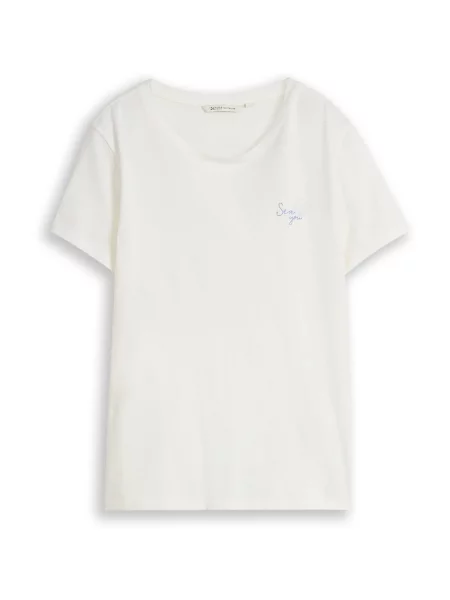 TOM TAILOR DENIM Tricou albastru deschis / murdar alb
