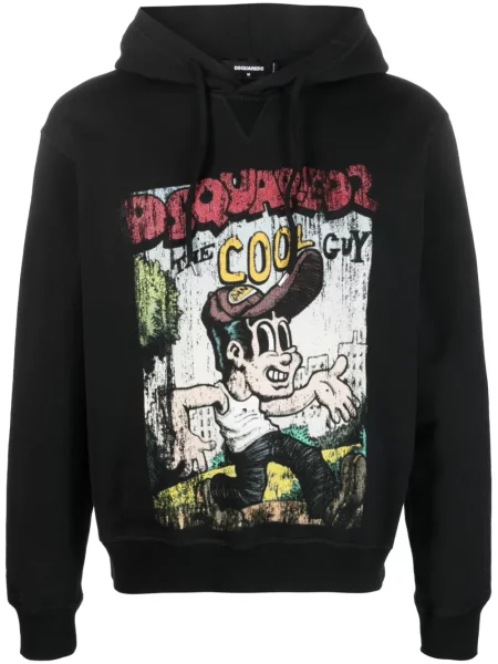 Hanorac cu glugă Dsquared2 cu imagine negru