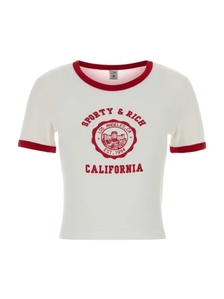 T-shirt Sporty & Rich California Emblem Soft Ringer Tee White/ Ruby M biała