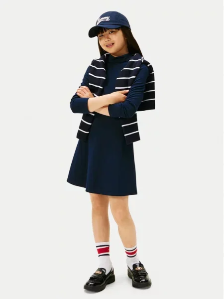 Tommy Hilfiger Φόρεμα καθημερινό Essential Skater D Σκούρο μπλε