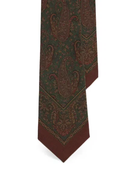 Μεταξωτή γραβάτα Ralph Lauren Purple Label με σχέδιο paisley πράσινο