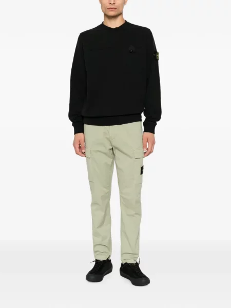 Pantaloni Stone Island cu strasuri verde