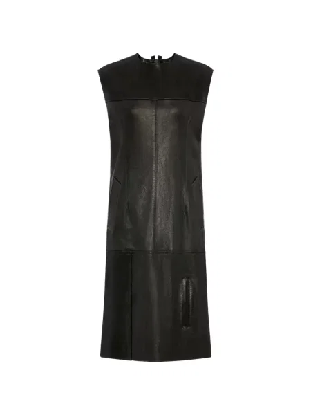 Rochie midi Maison Margiela din piele negru