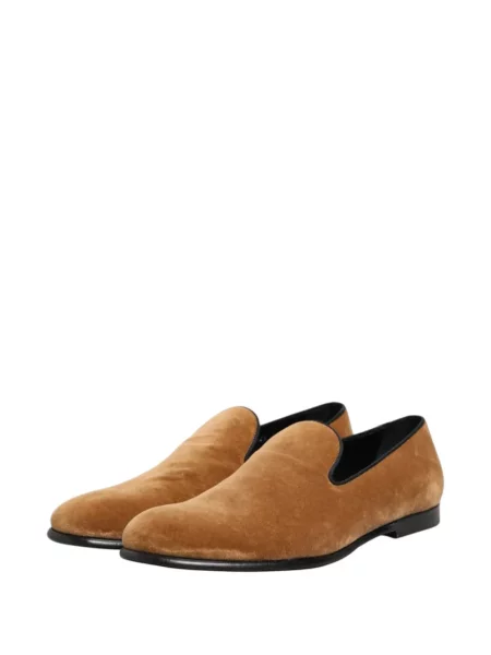 Loaferice Dolce & Gabbana od samta slip-on smeđa