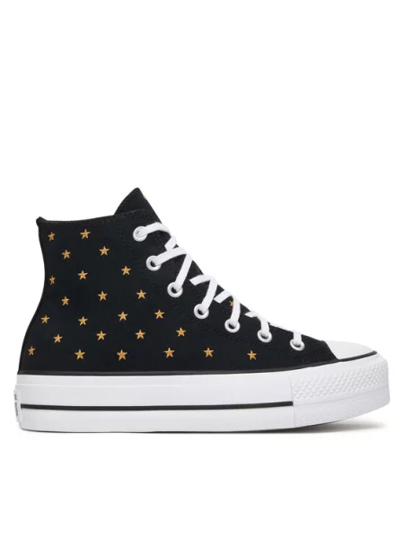 Plátěnky Converse Chuck Taylor All Star Lift Platform Embroidered Stars černá