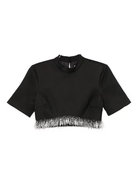 Top Simkhai cu franjuri scurt negru