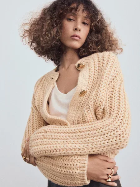 Кардиган MANGO акрил/поліамід бежевий