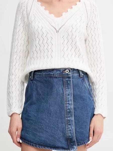 Пола-панталон Pepe Jeans REGULAR SKORT HW с изчистен дизайн с висока талия синьо