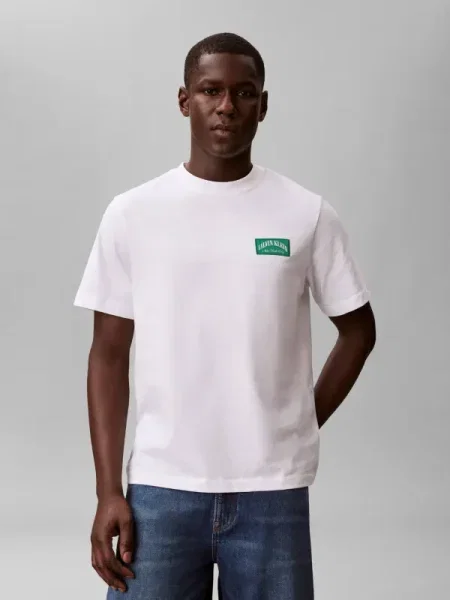 Póló Calvin Klein Jeans Ss Easy Collegiate Tee White S fehér