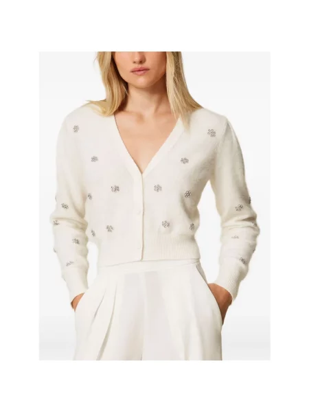 Haftowany kardigan Twinset biały