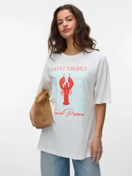VERO MODA Tricou VMTAZ HAILEY verde mentă / roșu intens alb