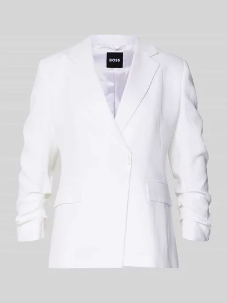 Krój slim fit krótki żakiet z mieszanka lnu i model Boss biała