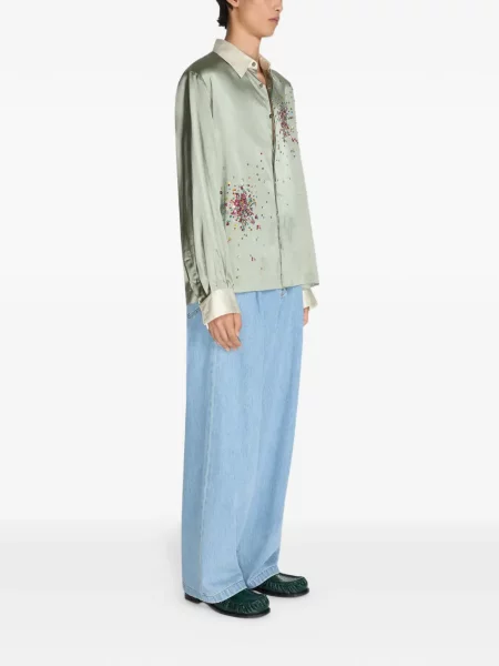 Риза Dries Van Noten с пайети зелено
