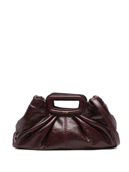 Mini geanta de piele Maje din piele mini roșu