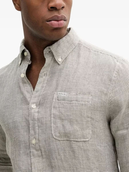 Lanena košulja Barbour zelena