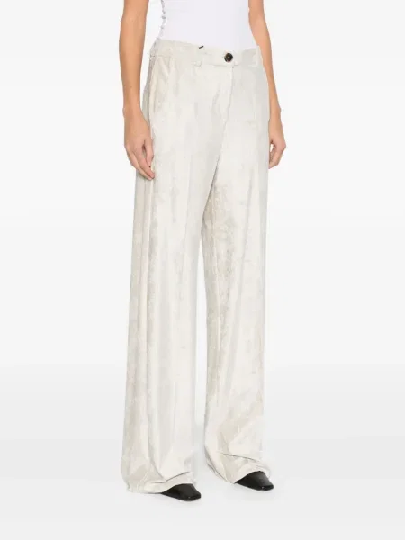 Pantaloni Marella de catifea cord alb