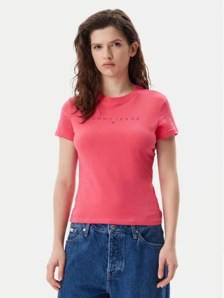 Тениска Tommy Jeans розово